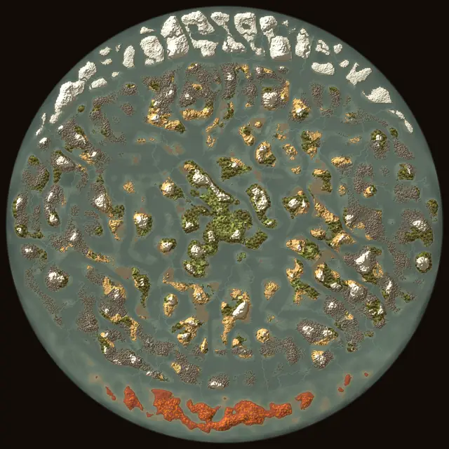 World map of Valheim seed qyljkm3gI4: biomes and coastlines