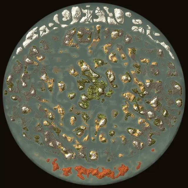 World map of Valheim seed vK7V9RExje: biomes and coastlines